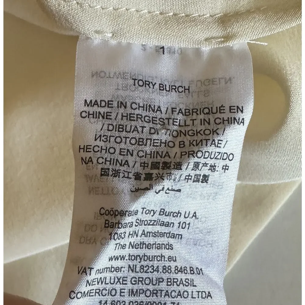 Tory Burch Silk Tie Neck Blouse Womens Size 0 New Ivory Preppy Careerwear